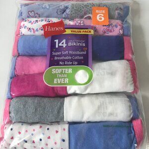 Hanes Girls' Tagless Super Soft Cotton Bikinis, 14 pack, Sizes 6